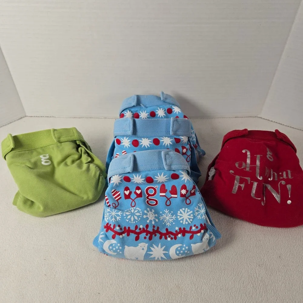 Gebo Baby‎ Cloth Diaper Covers Reusable Small Christmas Holiday Print 3 Pack